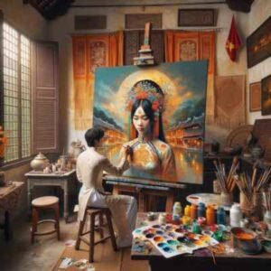 Vẽ tranh sơn dầu chatgpt viet nam hoc truc tuyen